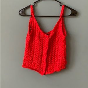 Red crochet tank top